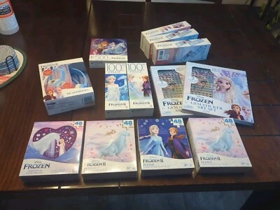 Lotto Disney Frozen 2 - Cuffie, Puzzle, Adesivi Gemme, Memory Match e Domino - Immagine 1 di 4