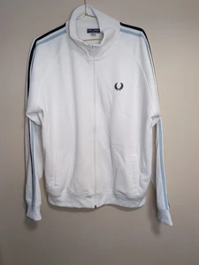 Fred Perry Track Jacket Size XXL Mens Full Zip Mock Neck white - Picture 1 of 8