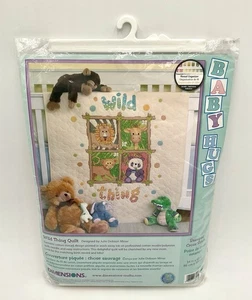 Dimensions Wild Thing Baby Quilt Animal Stamped Cross Stitch Kit Jungle Nursery - Picture 1 of 10
