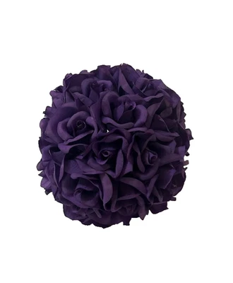 Bola de beso de flores artificiales púrpura seda rosa pomandro para boda 1 pieza Foto 1 de 4