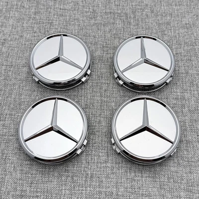 Set of 4 Wheel Centre Rims Hub Caps Chrome Fit For Mercedes-Benz A C E GLK 75MM  Foto 1 de 2