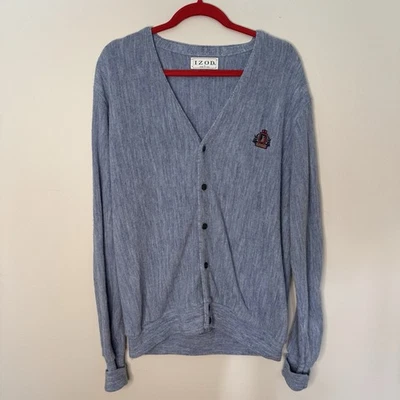 Suéter Cárdigan Azul Cresta Izod De Colección Hecho en EE. UU. Logotipo Cresta Para Hombres Grande Foto 1 de 4