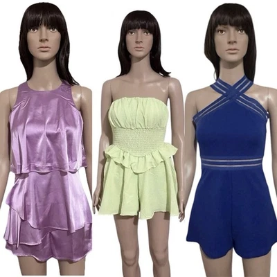 Paquete XS Mameluco Lote de 3 Moda Nova & Shein Satén Calzado Halter Verano Foto 1 de 4