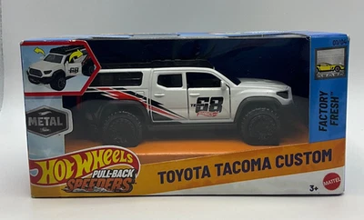 Hot Wheels Pull-Back Speeders Toyota Tacoma Custom White Team 68 fresco de fábrica Foto 1 de 4