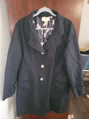 Gabardina MERONA Negra XL | Botón Oculto | Chaqueta Ligera Forrada Retro Rosa Foto 1 de 4