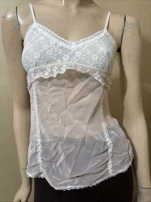 Women’s Pink Polyester Casual Summer Sheer Slim Lace Straps Size M Blouse Top - Image 1 of 4