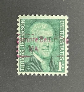 Sagamore Beach, Massachusetts Type 843 Precancel - 1 Cent Jefferson - USA #1278 - Bild 1 von 1