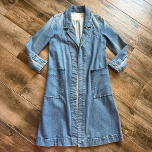Anthropologie Peggy Denim Duster Jacket,Medium Blue,XSP - Picture 1 of 17