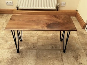 Beautiful Handmade Solid Walnut Side Table with Black Steel Spoke Legs - Picture 1 of 10