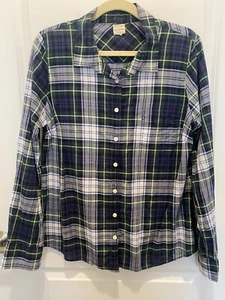 J Crew The Perfect Shirt Tartan Plaid Blue Button Down Shirt Medium M 03411 - Picture 1 of 8