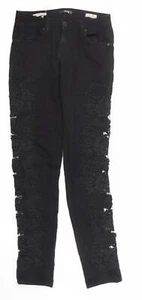 Quiz Womens Black Cotton Blend Skinny Jeans Size 6 L31 - Crocheted Lace - Picture 1 of 10