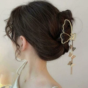 Horquillas retro con borla de mariposa de metal para atrapar el cabello con clip de tiburón hembra K6B8 - Imagen 1 de 17