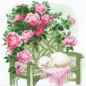 Kit Punto De Cruz Riolis 2163 Sueños Dulces Del Gato 30x30cm - Imagen 1 de 16