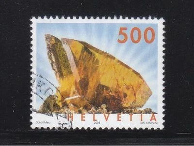 SWITZERLAND SWISS HELVETIA 2005 MINERALS CHF5.00 TITANITE REPRINT 1 STAMP USED - Image 1 of 4