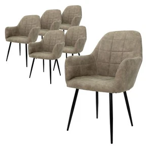 6 sillas de comedor sillas de salón diseño silla de comedor microcuero set oliva - Imagen 1 de 7