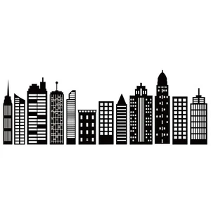SUPERDANT Cityscape Wall Stickers City Buildings Silhouettes PVC Wall Art Dec... - Picture 1 of 8