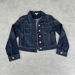 Express Damen Blue Denim Dark Wash Jeansjacke Knopfleiste Jeansgröße Small - Bild 1 von 5