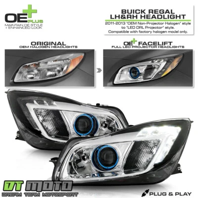 Faros proyectores Buick Regal 2011-2013 con luces de circulación LED DRL lámparas 11-13 Foto 1 de 4