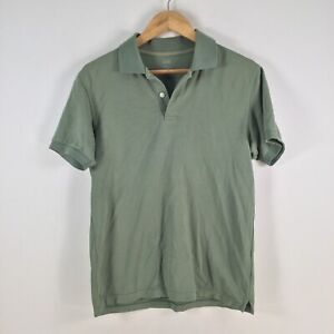 Uniqlo mens polo shirt size S khaki green short sleeve collar cotton 078751