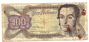 Banconota VENEZUELA 100 CIEN BOLIVARES 1992 SIMON BOLIVAR - Foto 1 di 2
