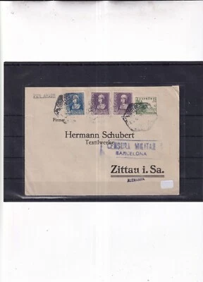 Spain 1945 Nice censored air mail letter from Spain to Barcelona - Image 1 of 2