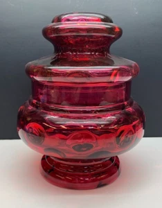 Vintage Fenton Ruby Red Overlay 8" Apothecary Jar - Picture 1 of 8