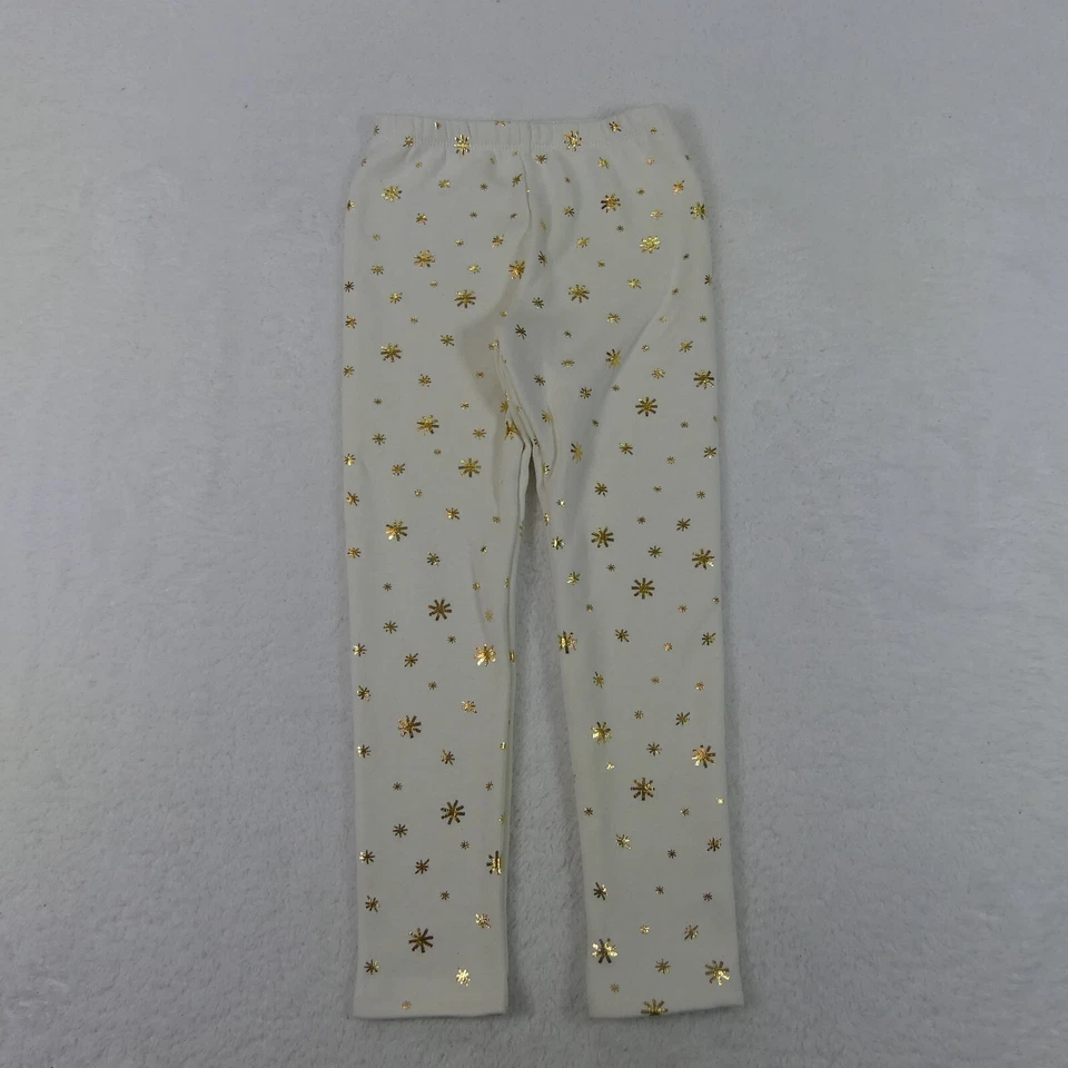 Okie Dokie Pants Girls 6 Off White Gold Stars Fleece Pull On Elastic Casual - Image 1 of 4