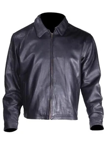 Slim Fit Happy Days Henry Winkler Fonzie Real Leather Jacket Black Bomber Coat - Picture 1 of 4