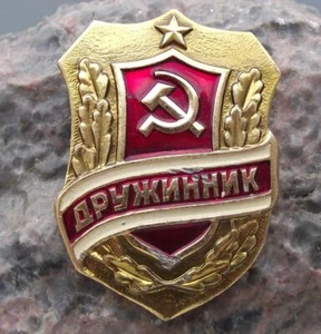 Vintage Soviet Union Voluntary People's Druzhina State Public Order Pin Badge - Picture 1 of 4
