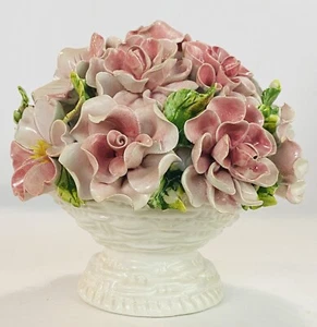 Vintage Mid Century Porcelain Flower Bouquet Urn Centerpiece Italy - Picture 1 of 18