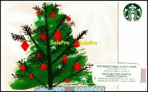 STARBUCKS CANADIAN CHRISTMAS TREE RED ORNAMENTS FR/ENG COLLECTIBLE GIFT CARD - Picture 1 of 2