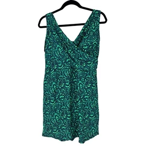 Lands End Swimsuit Green Paisley Print Padded Cups Lined Bottom Women's 18 XL - Picture 1 of 11