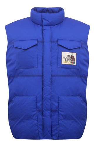 Autentica Giacca Gilet Puffer Uomo The North Face X Gucci Blu Ripstop Down Nuova