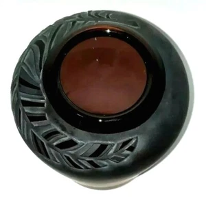 Vintage Loretta Eby Kunstglas Kamee Vase geschliffen floral poliert satiniert 9 1/4" verzierte Urne - Bild 1 von 8