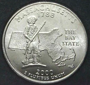 2000-P 25C State Quarter Massachusetts BU CN CLAD 21uc0924-3 - Picture 1 of 2