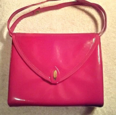BALLY HANDBAG: SCARLET PATENT w SUEDE LINING & CONVERTIBLE STRAP. - Image 1 of 4