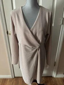 Serra Women's Shimmer Knot Front Faux-Wrap Dress - Pink Size Large - Picture 1 of 5