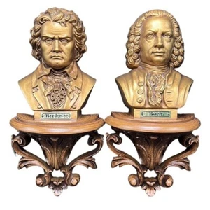 Décoration murale milieu de siècle vintage Bach Beethoven 1973 Burwood Product Co Musique - Photo 1 sur 9