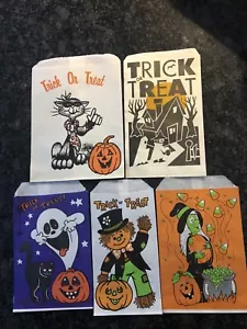 Lote de 5 bolsas de papel vintage de dulces de Halloween con gráficos de los 80 - Imagen 1 de 1