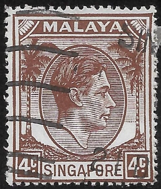 1949 SINGAPORE King GEORGE VI  Sc#4a USED  VF - Image 1 of 1