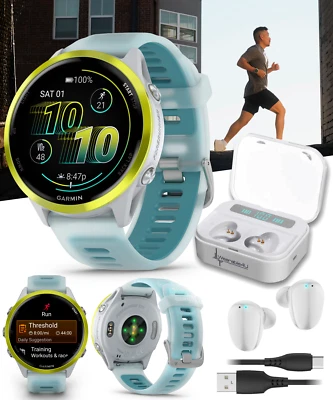 Reloj inteligente Garmin Forerunner 570 47 mm avanzado GPS para correr amarillo con auriculares WHT Foto 1 de 4