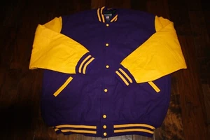 Vintage Stewart Strauss Letterman Varsity Jacket LAKERS PURPLE & YELLOW SIZE XS - Picture 1 of 2