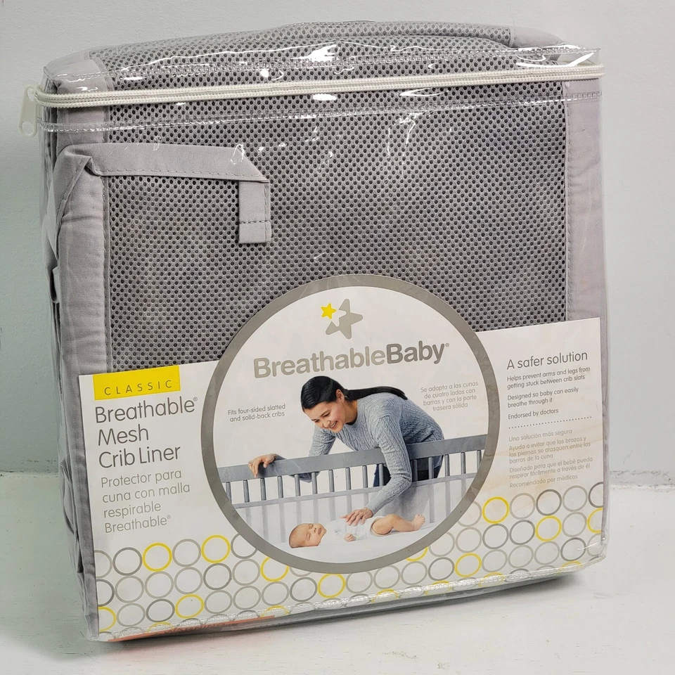 BreathableBaby Classic Safer Breathable Mesh Crib Liner Gray