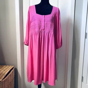 Vestido Patinador Torrid Mini Rayón Slub Pintuck Cuello en Gin Fizz Rosa Talla Grande 2X - Imagen 1 de 9