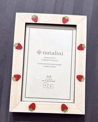 Natalini Handmade Wood Italian Frame 4x6" ( 10x15cm) Ivory/red, Strawberry, New - Image 1 of 3