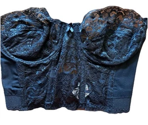 Vintage Cabernet Strapless Lace Bustier Corset Bra Underwire Size 34C Black - Picture 1 of 11