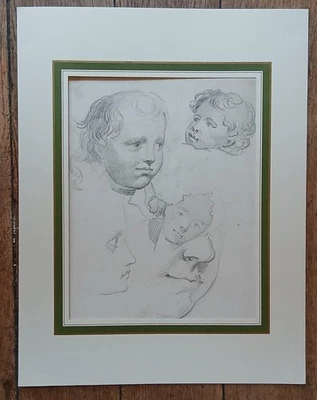  Dessin Mine de Plomb, Études Visages ,Milieu XIXe Siècle. - Photo 1/4