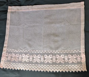 Vintage Light Pink Lace Cafe Tiers Curtains Set of 2 Floral 28x24 - Picture 1 of 5