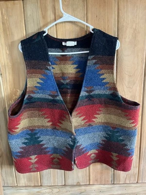 Chaleco vaquera Two Twenty para mujer suroeste/azteca de un botón talla XL Foto 1 de 4