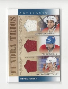 2014-15 Artifacts Tundra Trios Blue P.K. Subban/Max Pacioretty/Desharnais JERSEY - Picture 1 of 2